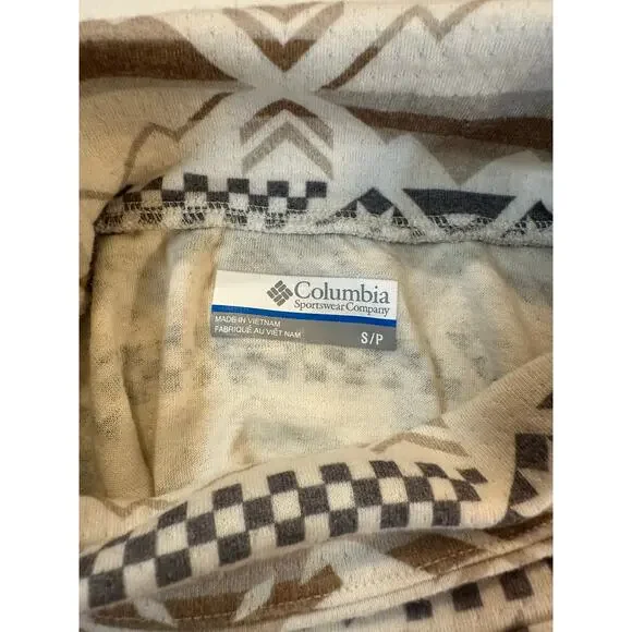 Cozy Columbia Aztec Mock Neck Pullover Neutral Geo Winter Adventure Layer S - Picture 4 of 5